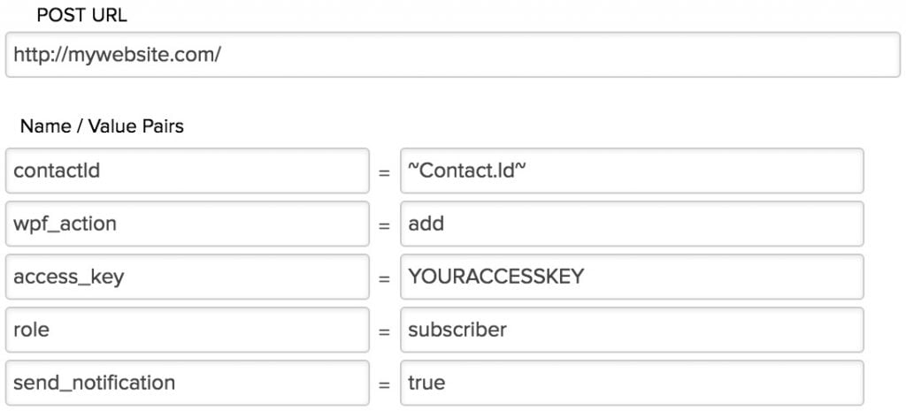 HTTP Post form field example from infusionsoft