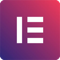 Logo of Elementor, featuring a white stylized E on a square background with a gradient of purple to pink, seamlessly symbolizing its adaptability, much like its capability for WP Fusion CRM integration.