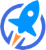 A stylized blue rocket icon launching upwards, encircled by a partially open blue circular arrow with a lightning bolt at the base, symbolizes speed and innovation akin to WP Fusion CRM integrations seamless efficiency.