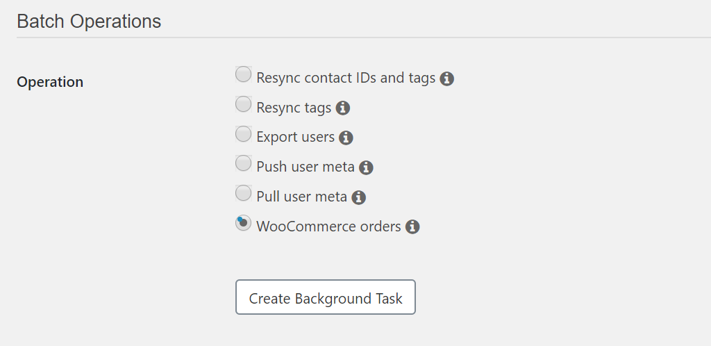 Batch operations settings in WP Fusion