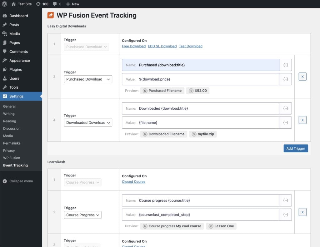 Event Tracking Global Settings