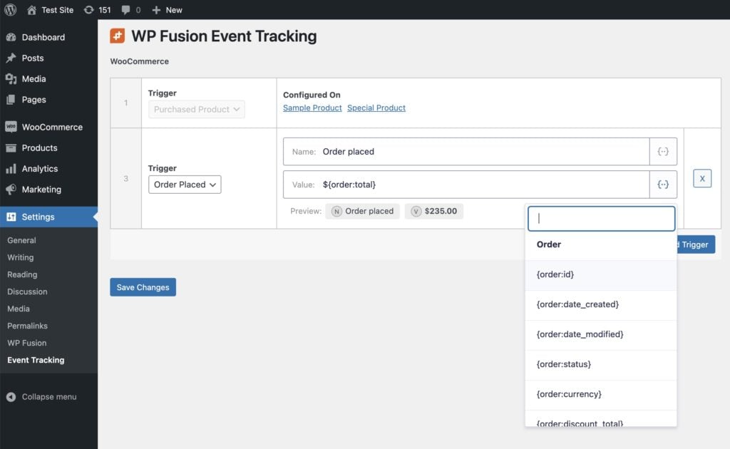 Event Tracking global settings