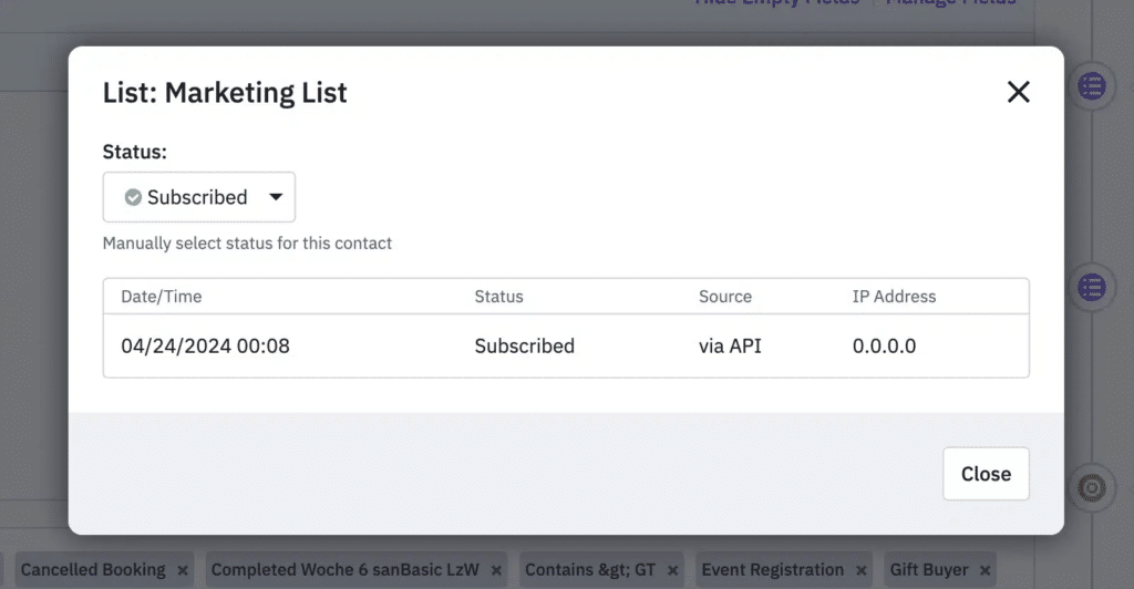subscription source in activecampaign