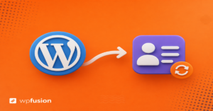 Orange WP Fusion illustration of WordPress syncing to a CRM contact icon
